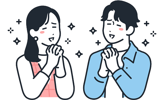 従業員が喜んでいる様子